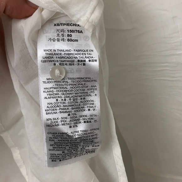 White cotton/ silk blouse size: XS - Picture 8 of 10